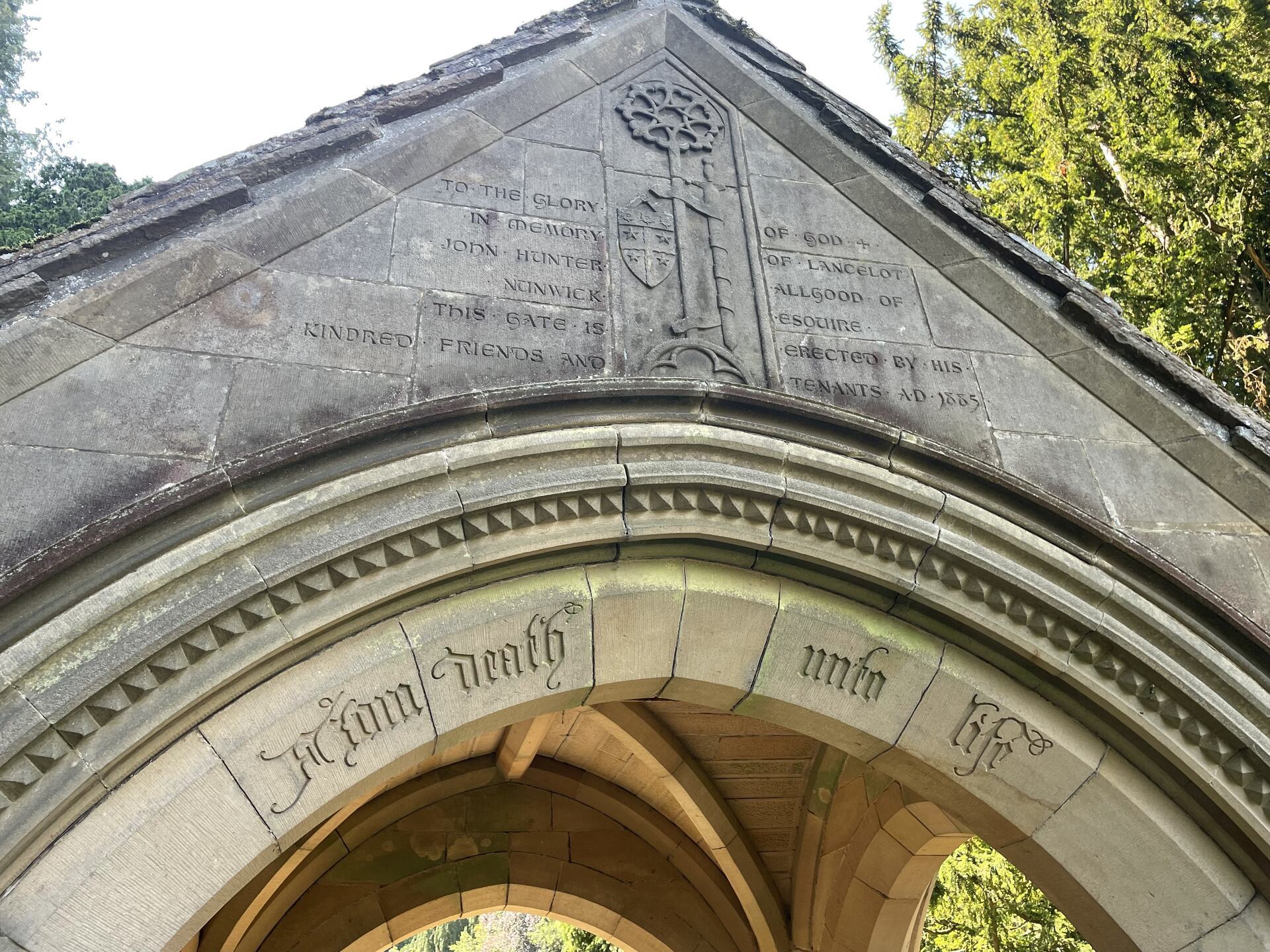 A spooky arch with fantastic typography in Simonburn, Northumberland
