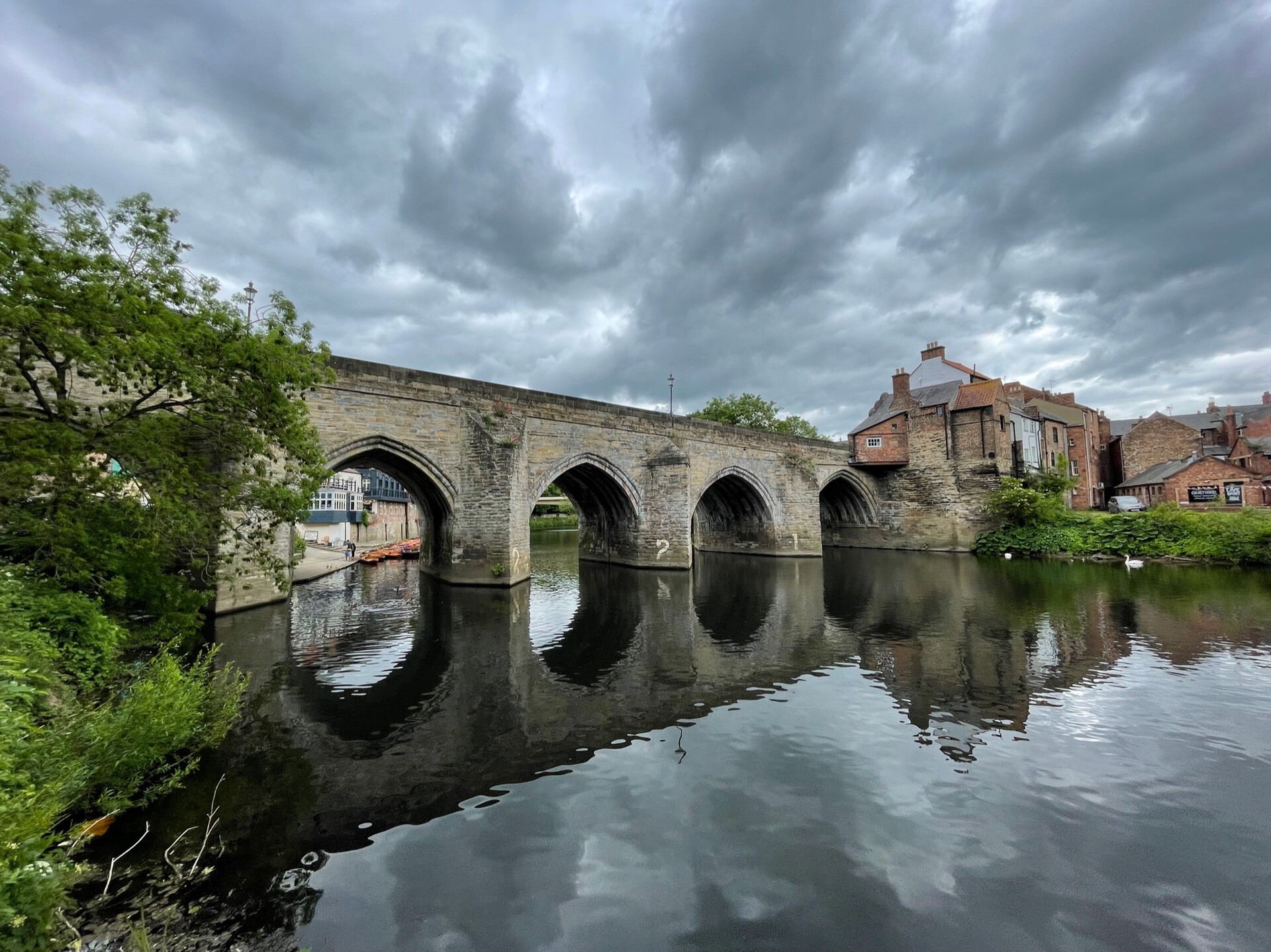 The Old Elvet Bridge, which reportedly extends for another 3 arches underground on either side.