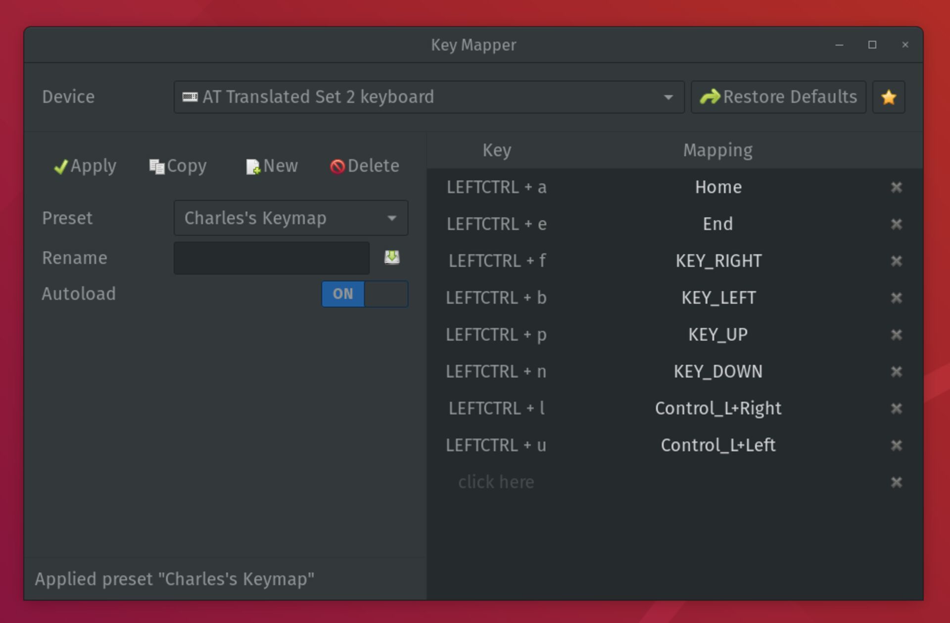 Ubuntu's Key Mapper application