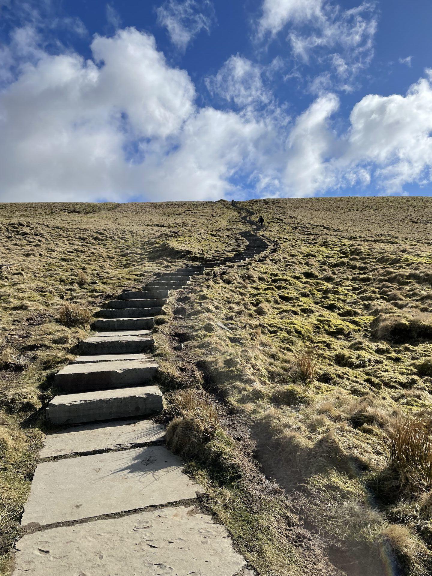 Stairs up to the summit of Pen-y-ghent
