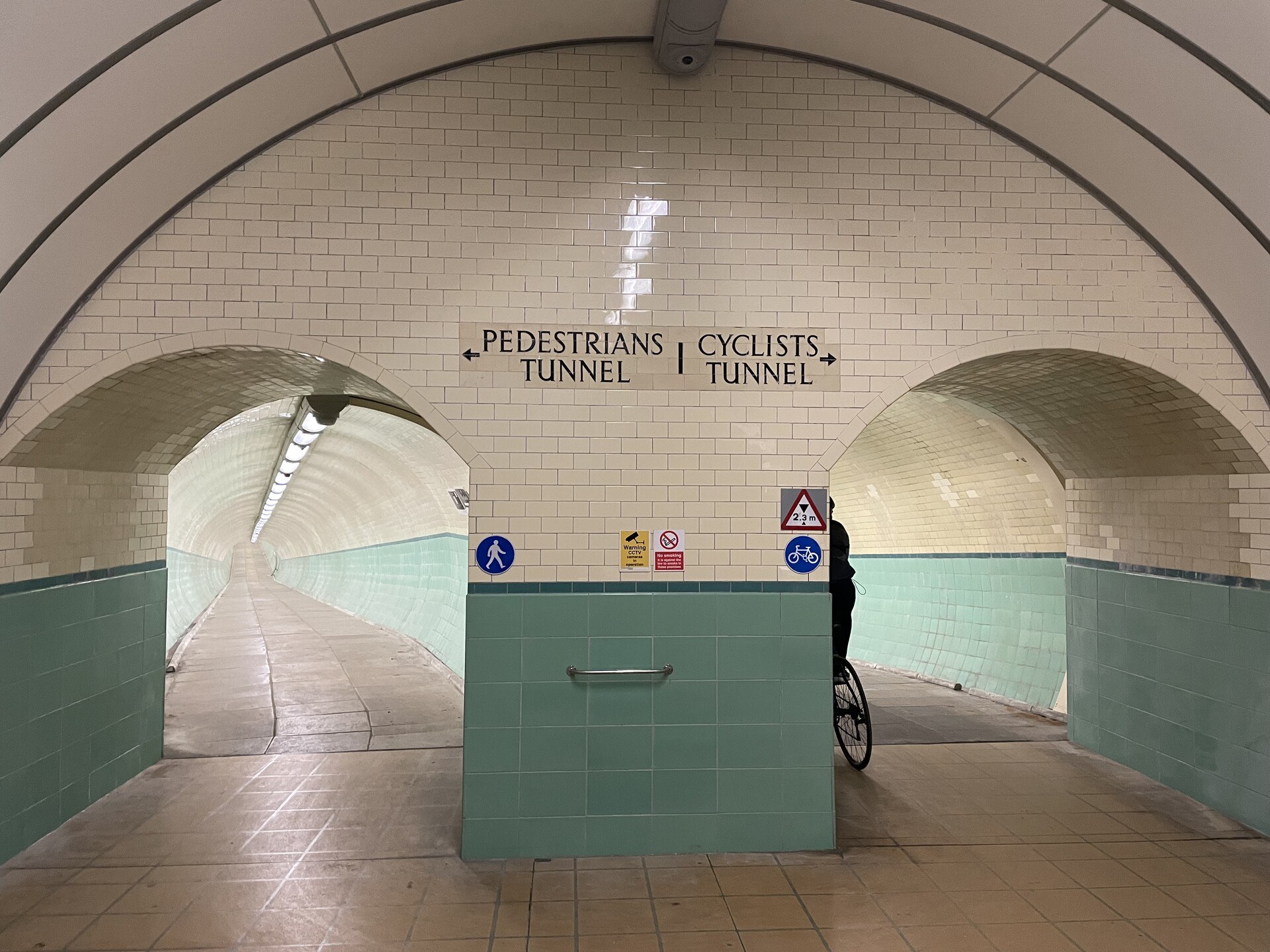 One pedestrian tunnel, one cycle tunnel under the Tyne