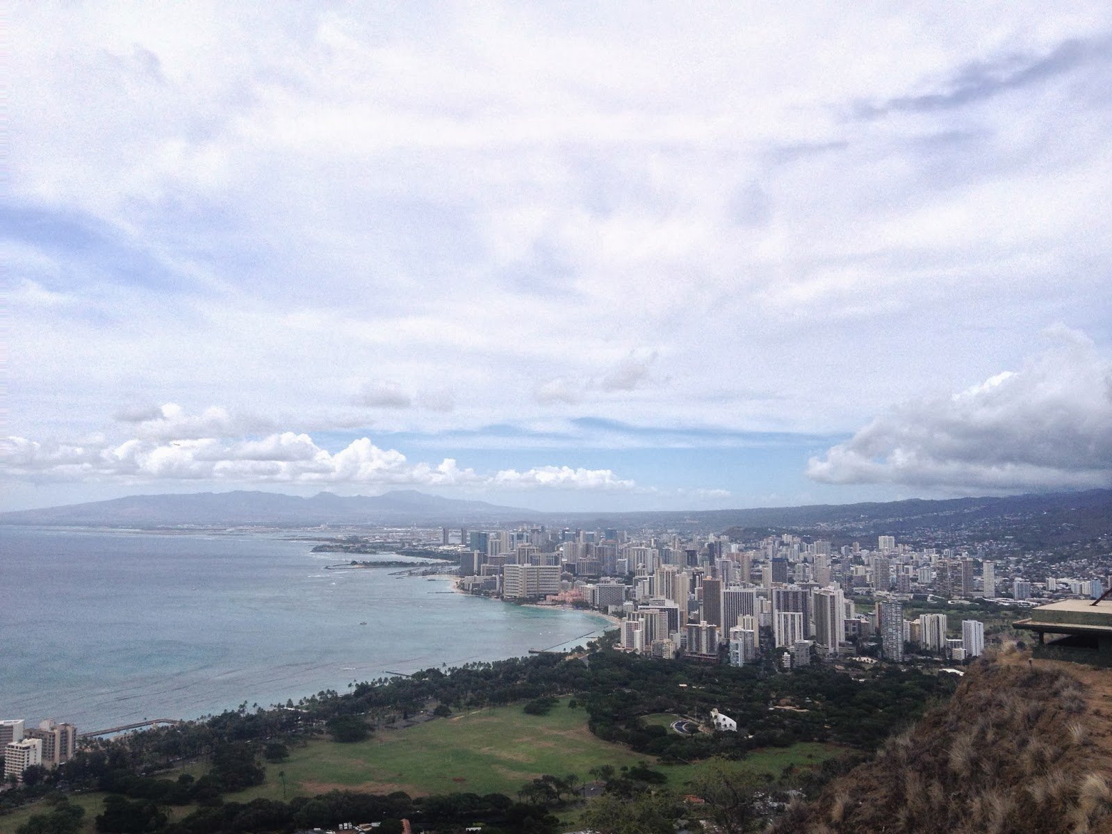 A view of Honolulu from the rim of the Diamond Head crater