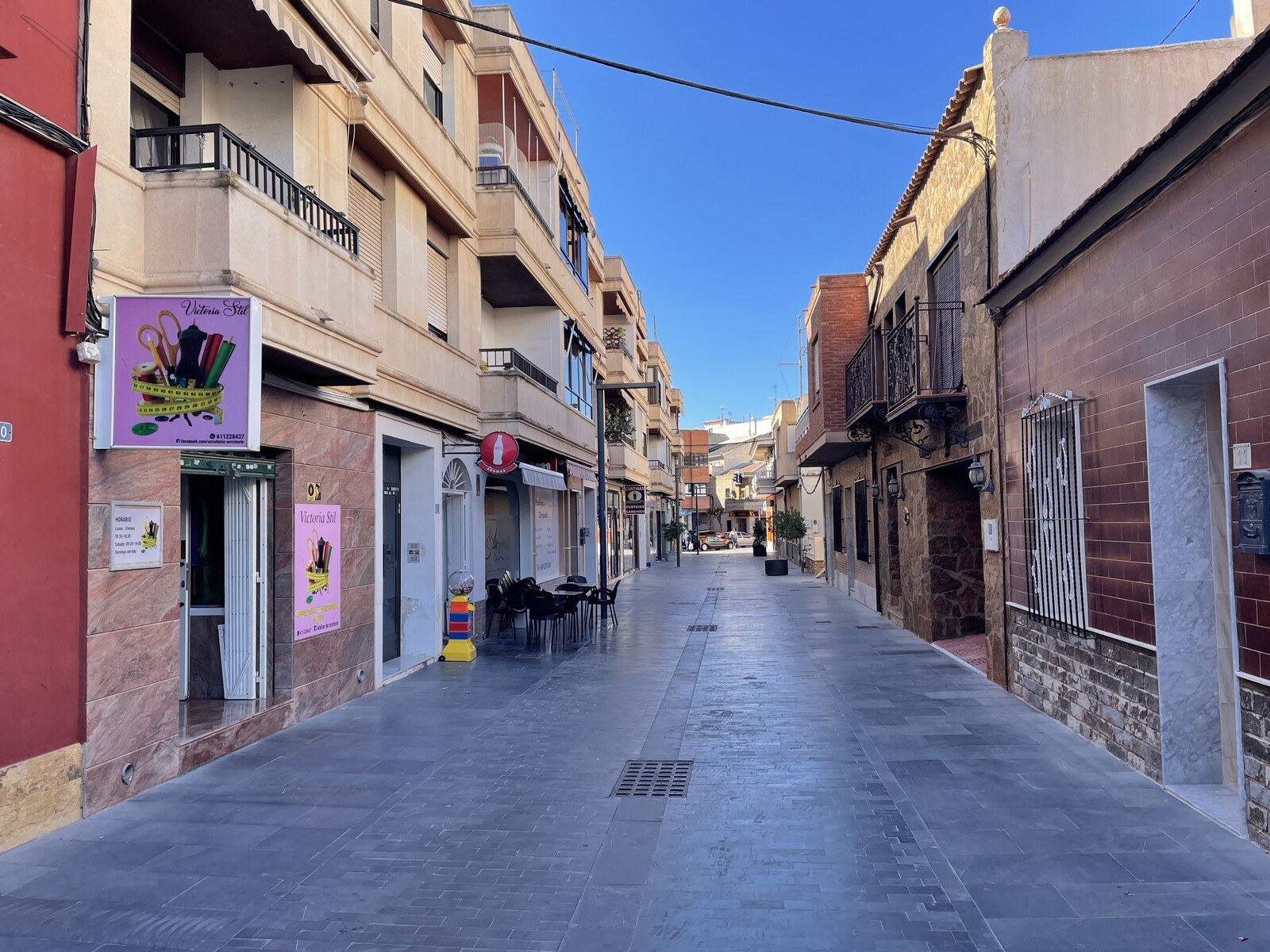 An empty Spanish pedestrian street