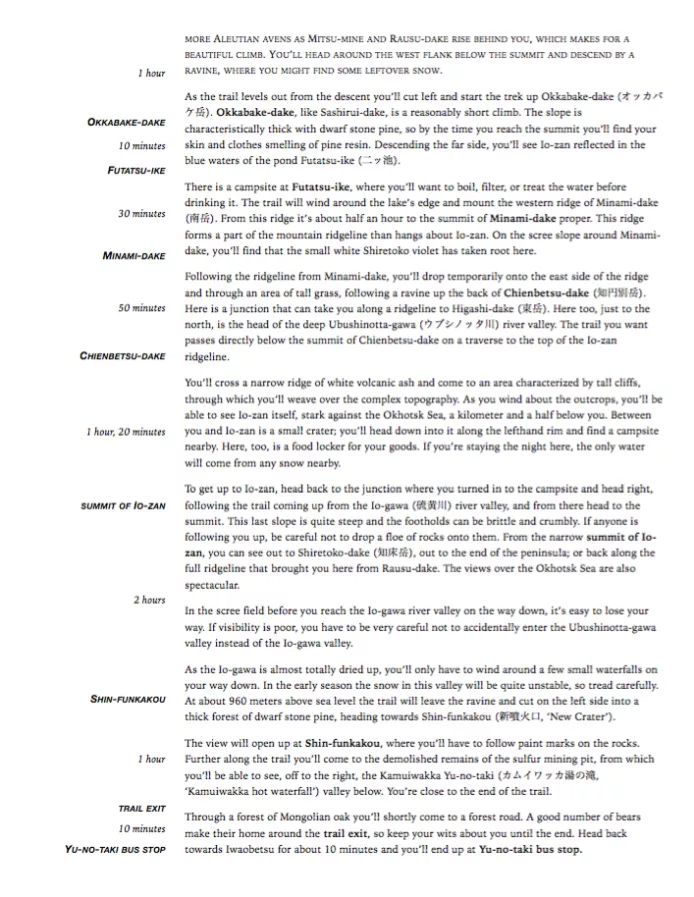 The well-formatted second page of a hiking guide