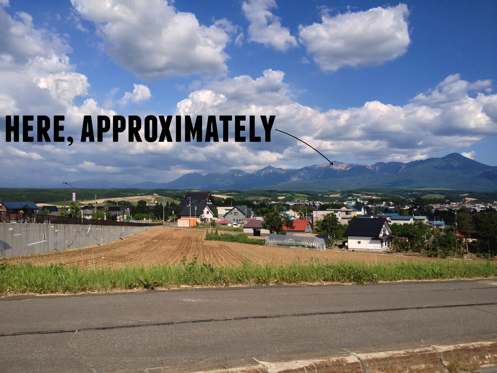 The Tokachi Mountains, with a helpful caption reading