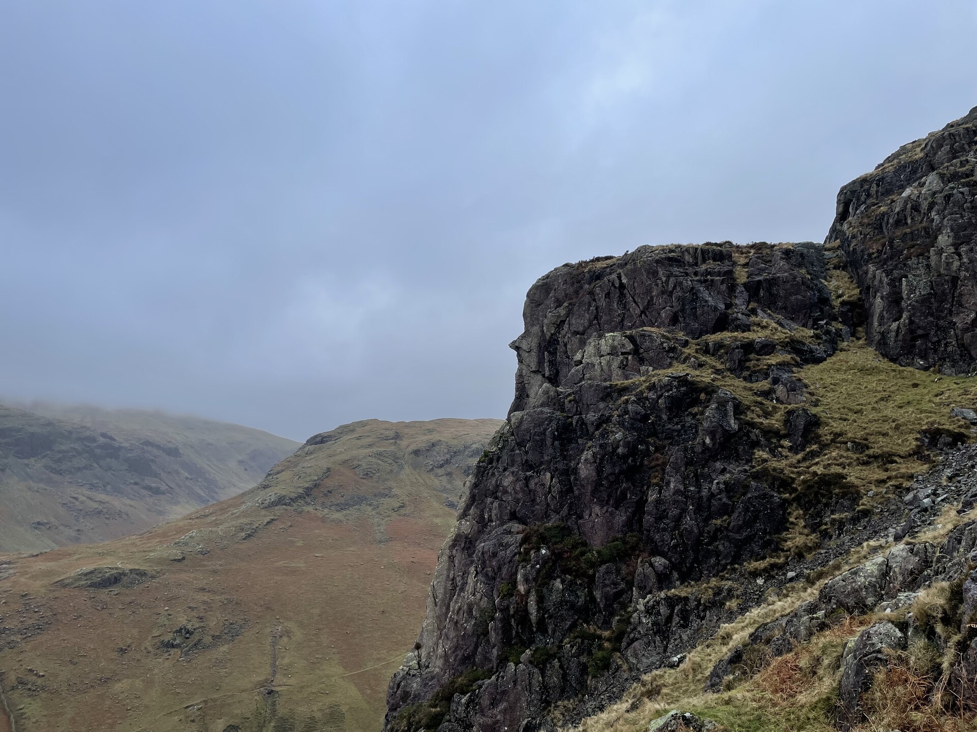 A suspiciously face-shaped crag on the side of Yewbarrow, above Wastwater in the Lake District