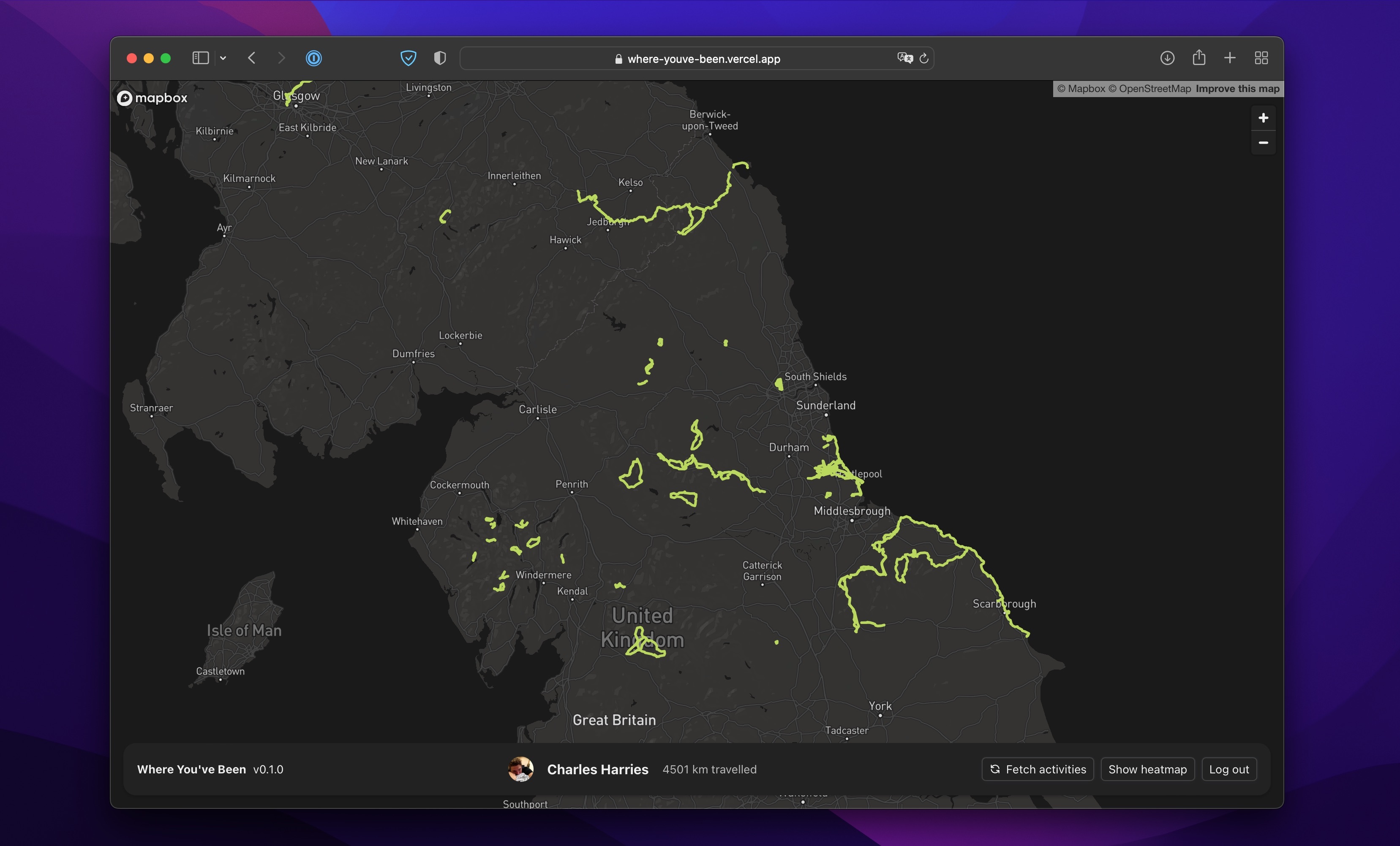 Where You've Been, centred on North East England—not bad!